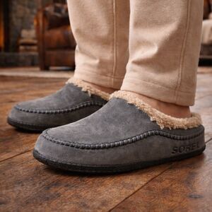 Sorel Slippers Mens 13 Black Falcon Ridge II‎ Indoor Outdoor Moc Toe Slip On